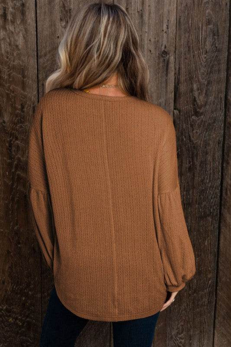 Knit Jacquard Puffy Long Sleeve Top