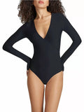 Butter Wrap Bodysuit in Black