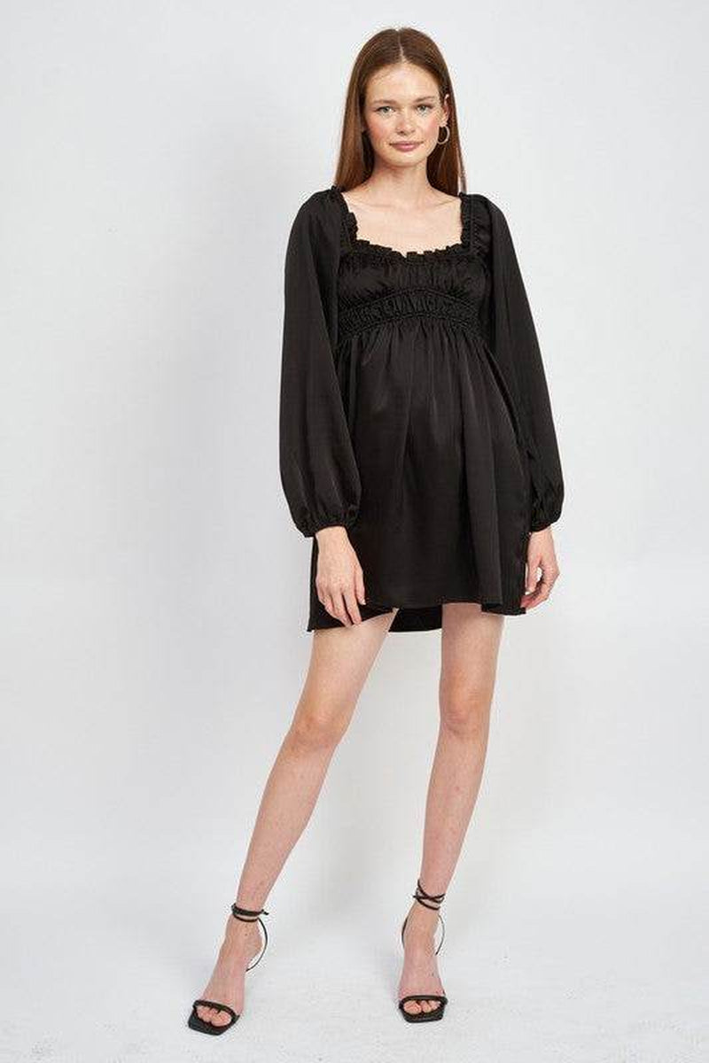 BABY DOLL MINI DRESS with RUFFLE DETAIL